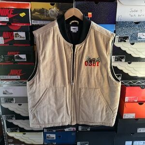 Obey Tan Corduroy Vest with Embroidered Logo